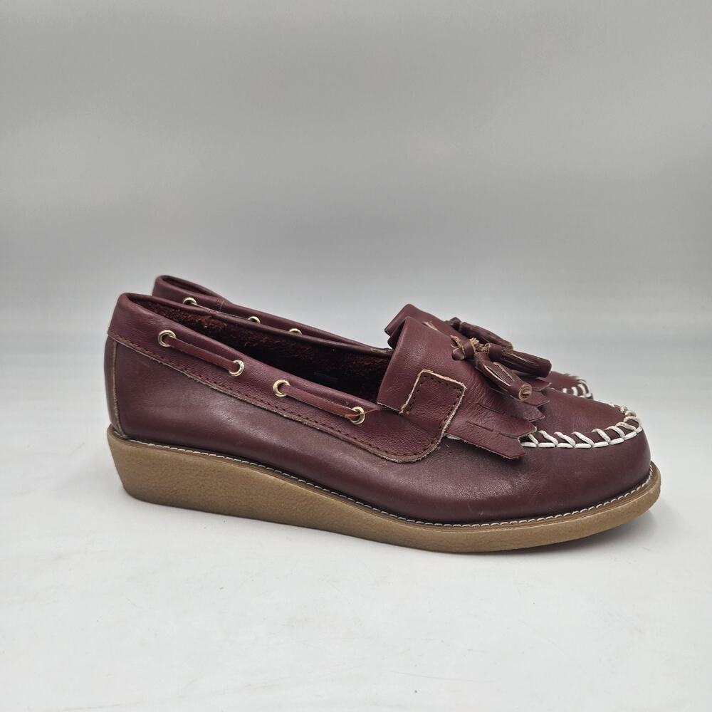 Vintage 90s Woodbridge Leather Tassel Kiltie Loafers Sz 7 Moccasins Made Romania